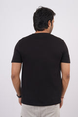 Men's Black Pima Cotton Single Jersey Round Neck T-shirt