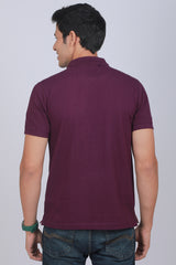 Men's Dark Purple Core Pique Polo T-shirt with Logo Embroidery