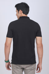 Men's Black Lycra Pique Polo T-shirt