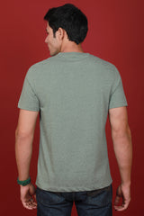 Men's Olive Melange V-neck T-shirt