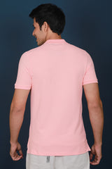 Men's Light Coral Lycra Pique Polo T-shirt