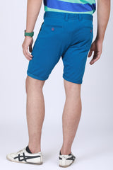 Men's Blue Solid Single Jersey Shorts