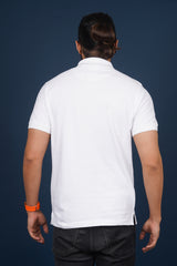 Men's white core pique polo t-shirt with logo