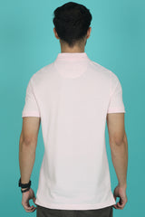 Men's Light Pink Enzyme Wash Pique Polo T-shirt