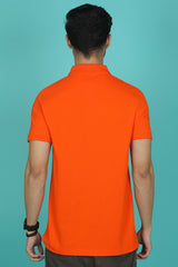 Men's Orange Enzyme Wash Pique Polo T-shirt