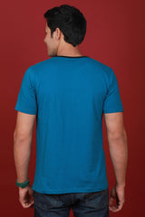 Men's Petrol Single Jersey Henley Neck T-shirt