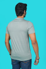 Men's Sage Pima Cotton Single Jersey Round Neck T-shirt with Digital Print