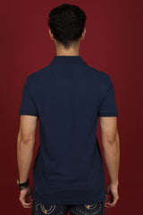 Men's Navy Enzyme Wash Pique Polo T-shirt