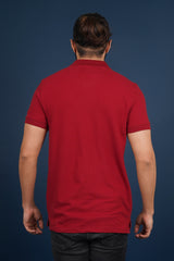 Men's Burgandy core lycra pique polo t-shirt