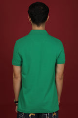 Men's Green Enzyme Wash Pique Polo T-shirt