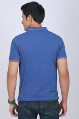 Men's Blue Pique Polo Tipping Collar T-shirt