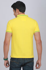 Men's Yellow Pique Polo Tipping Collar T-shirt