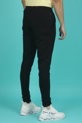 Men's Black Solid Joggers with logo