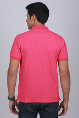 Men's Pink Core Pique Polo T-shirt with Logo Embroidery