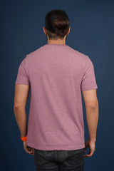 Men's Burgandy Melange Lycra Single Jersey Round Neck T-shirt