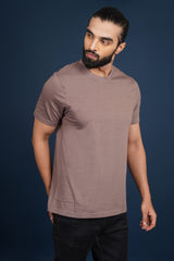 Men's Iron Brown Melange Round Neck T-Shirt