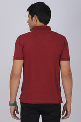 Men's Maroon Core Lycra Pique Polo T-shirt