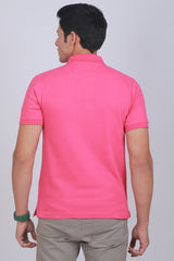 Men's Pink Core Pique Polo Embroidery T-shirt with Pocket