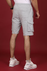 Men's Grey Melange Cargo Shorts with Logo