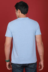 Men's Blue Melange V-neck T-shirt