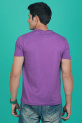 Men's Purple Printed Single Jersey Round Neck T-shirt