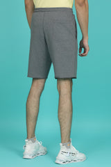 Men's Anthra Melange Raw Edge Shorts with Logo