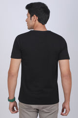 Men's Black Solid V-neck T-shirt