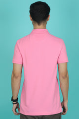 Men's Pink Enzyme Wash Pique Polo T-shirt