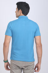 Men's  Teal Core Pique Polo Embroidery T-shirt with Pocket