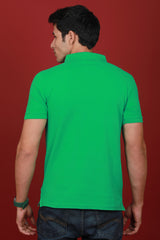 Men's Green Cut & Sew Pique Polo T-shirt