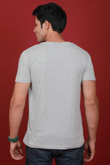 Men's Grey Melange V-neck T-shirt