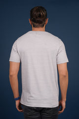 Men's Gull Grey striped round neck t-shirt