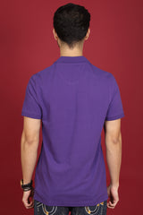 Men's Purple Enzyme Wash Pique Polo T-Shirt