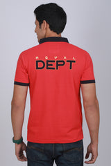 Men's Red Cut & Sew Pique Polo T-shirt