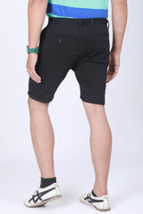 Men's Black Solid Single Jersey Shorts with Logo