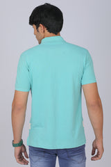 Men's Turquoise Core Lycra Pique Polo T-shirt