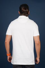 Men's Pure white single jersey polo t-shirt with pocket