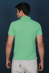 Men's Light Green Core Pique Polo Embroidery T-shirt with Pocket