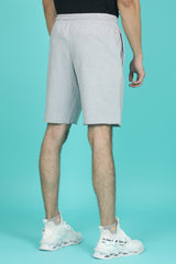 Men's Grey Melange Raw Edge Shorts with logo