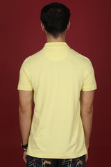 Men's Light Yellow core pique polo t-shirt with logo