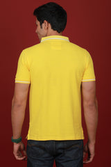 Men's Yellow Pique Polo Tipping Collar T-shirt