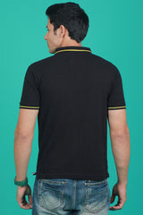 Men's Black Pique Polo Tipping Collar T-shirt