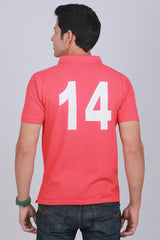 Men's Red Cut & Sew Pique Polo T-shirt