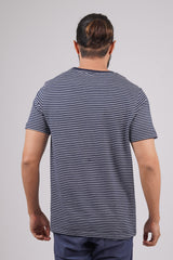 Men's Navy/White striped round neck t-shirt