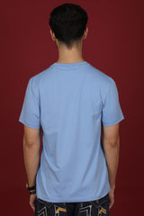 Men's Kentucky Blue Lycra Single Jersey Round Neck T-shirt with Logo