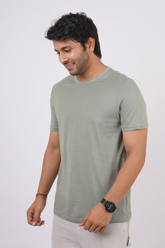 Men's Sage Pima Cotton Single Jersey Round Neck T-shirt