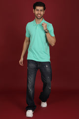 Men's Mint Enzyme Wash Pique Polo T-shirt