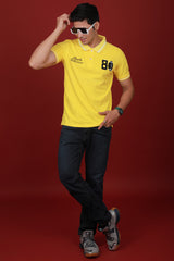 Men's Yellow Pique Polo Tipping Collar T-shirt