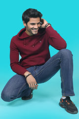 Men's Burgundy Hooded Jacket with Logo