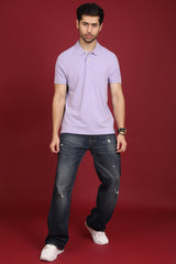 Men's Lavender Enzyme Wash Pique Polo T-shirt